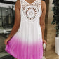 Gradient Tie Dye Print Hollow out Crochet Lace Summer Dress