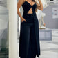 2 Pieces Outfit Spaghetti Strap V Neck Hollow out Long Tank and Casual Pocket Design Pants Set