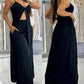 2 Pieces Outfit Spaghetti Strap V Neck Hollow out Long Tank and Casual Pocket Design Pants Set