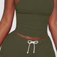 O neck Racer Back Top & Drawstring Shorts Set