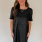 Black Faux Leather Loose T-shirt Dress
