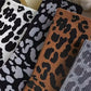 Chestnut Leopard Print Ribbed Crew Socks