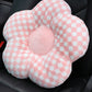 Pink Checkered Flower Shape Soft Sofa Cushion
