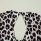 Khaki Cheetah Print Backless V Neck Loose Fit Mini Dress
