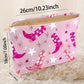 Pink Western Cowboy Boots Star Print Large Makeup Bag