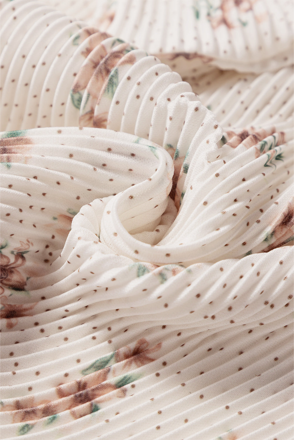 White Floral Pleated Big Bow Back Spaghetti Straps Tank Top