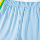 Sky Blue Rainbow Colorblock Collared Short Sleeve Top 2 Piece Shorts Set