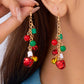 Racing Red Christmas Style Bells Dangle Hook Earrings