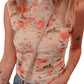 Red Mesh Floral Printed Slim Fit Tank Top