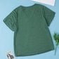 Blackish Green Plus Size Embroidery V Neck Draped Sleeve Blouse