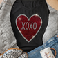 Black Rhinestone XOXO Heart Graphic Crewneck Tee