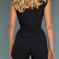 Sleeveless Wide Leg Jumpsuit High Waist Belted Elegant One Piece Outfit
