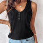 V Neck Sleeveless Ribbed Tank Top
