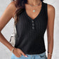 V Neck Sleeveless Ribbed Tank Top