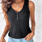 V Neck Sleeveless Ribbed Tank Top