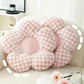 Pink Checkered Flower Shape Soft Sofa Cushion