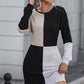 Black Ribbed Color Block Drop Shoulder Long Sleeve Mini Dress