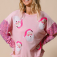 Pink Sequined Santa Claus Long Sleeve Christmas Sweatshirt