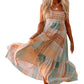 Multicolor Boho Patchwork Print Square Neck Sundress