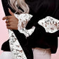 Colorblock Floral Pattern Lace Patch Sweatshirt