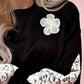 Colorblock Floral Pattern Lace Patch Sweatshirt