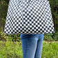 Color black Checkered Print Large Capacity Canvas Shoulder Bag