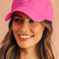 Rose Red Smile Face Embroidered Curved Eave Baseball Cap
