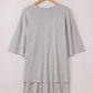 Gray Solid Color Loose Tee 2 Piece Shorts Set