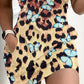 Leopard Print Spaghetti Strap Bodycon Dress Sexy Butterfly Pocket Design Slim Fit Mini Dress