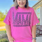 Bright Pink Checker MAMA Letter Printed Graphic Plus Size T Shirt