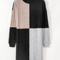 Black Ribbed Color Block Drop Shoulder Long Sleeve Mini Dress
