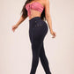 Rhinestone Studded High Waist Pants Zipper Design Skinny Trousers