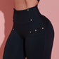 Rhinestone Studded High Waist Pants Zipper Design Skinny Trousers