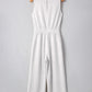 Light Grey Solid Color Crew Neck Drawstring High Waist Sleeveless Jumpsuit