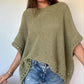 Solid Three Quarters Batwing Sleeve Hollow out Pattern Edges Casual Knit Top