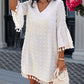 Polka Dot V Neck Bell Sleeve Mini Dress Casual Loose Fit Dress