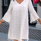 Polka Dot V Neck Bell Sleeve Mini Dress Casual Loose Fit Dress