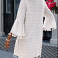 Polka Dot V Neck Bell Sleeve Mini Dress Casual Loose Fit Dress