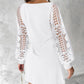 V Neck Long Sleeve Lace Patch Casual Mini Dress