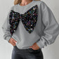 Round Neck Long Sleeve Contrast Sequin Bowknot Decor Sweatshirt