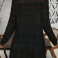 Black Crochet Hollow Out Open Front Cardigan