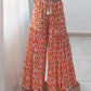 Tribal Print High Waist Lace Up Flared Pants Casual Wide Leg Pants