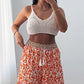 Tribal Print High Waist Lace Up Flared Pants Casual Wide Leg Pants
