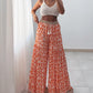 Tribal Print High Waist Lace Up Flared Pants Casual Wide Leg Pants