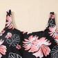Black Floral Print Twisted Hollowed Back Swim Dress