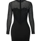 Sheer Mesh Floral Embroidery Bodycon Dress