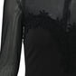 Sheer Mesh Floral Embroidery Bodycon Dress