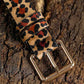 Camel Western Leopard Print PU Leather Wide Waist Belt