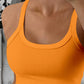 Scoop Neck Spaghetti Strap Ribbed Top Casual Sleeveless Slim Fit Tank