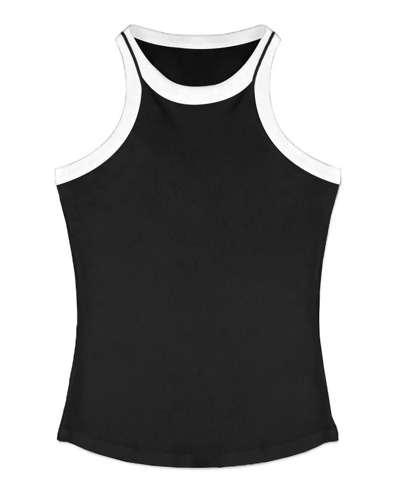Contrast Binding Tank Tops Summer Sleeveless Basic Cami Top Shirt Slim Knit Ribbed Racerback Blouses